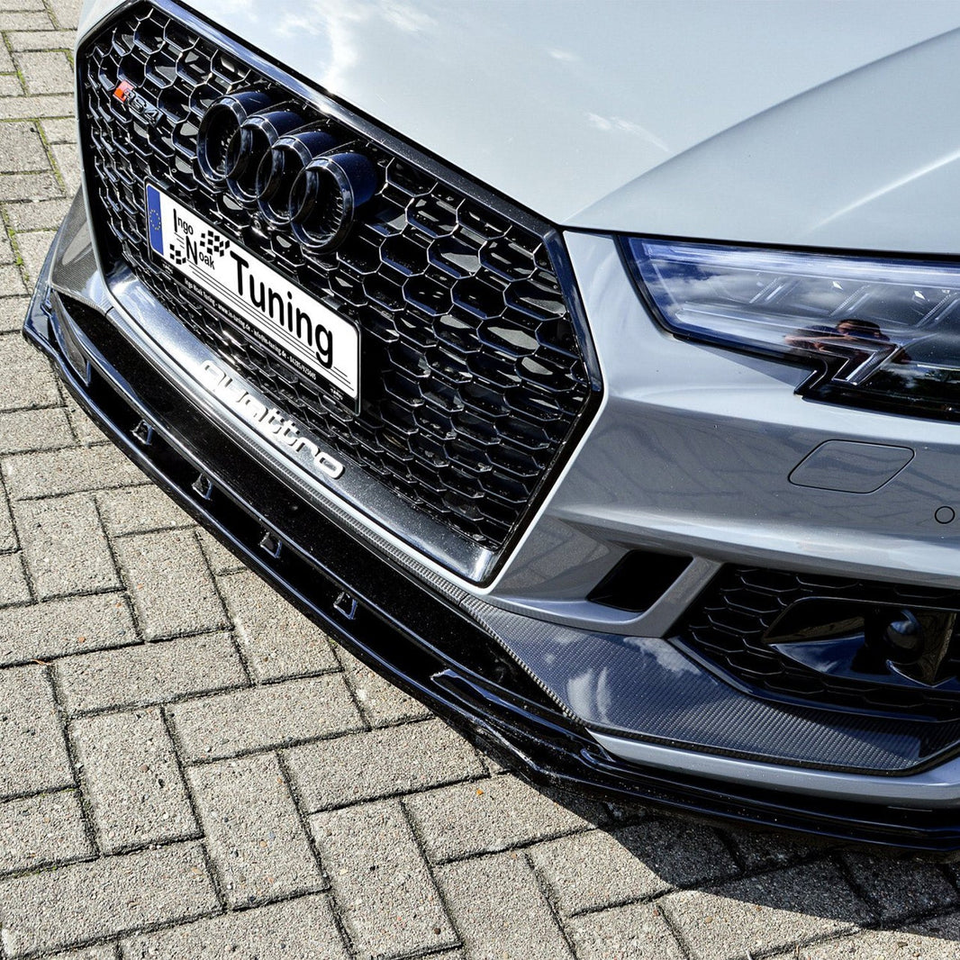 Audi RS4 B9 Avant Aggressive Front Splitter In Gloss Black