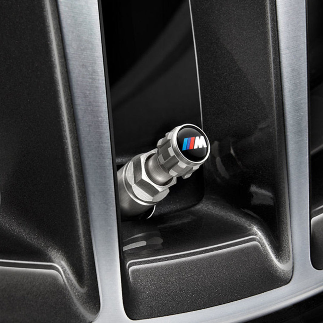 Genuine BMW M Performance M Logo Wheel Tyre Air Valve Caps Dust Covers 36122447402 (Set of 4)