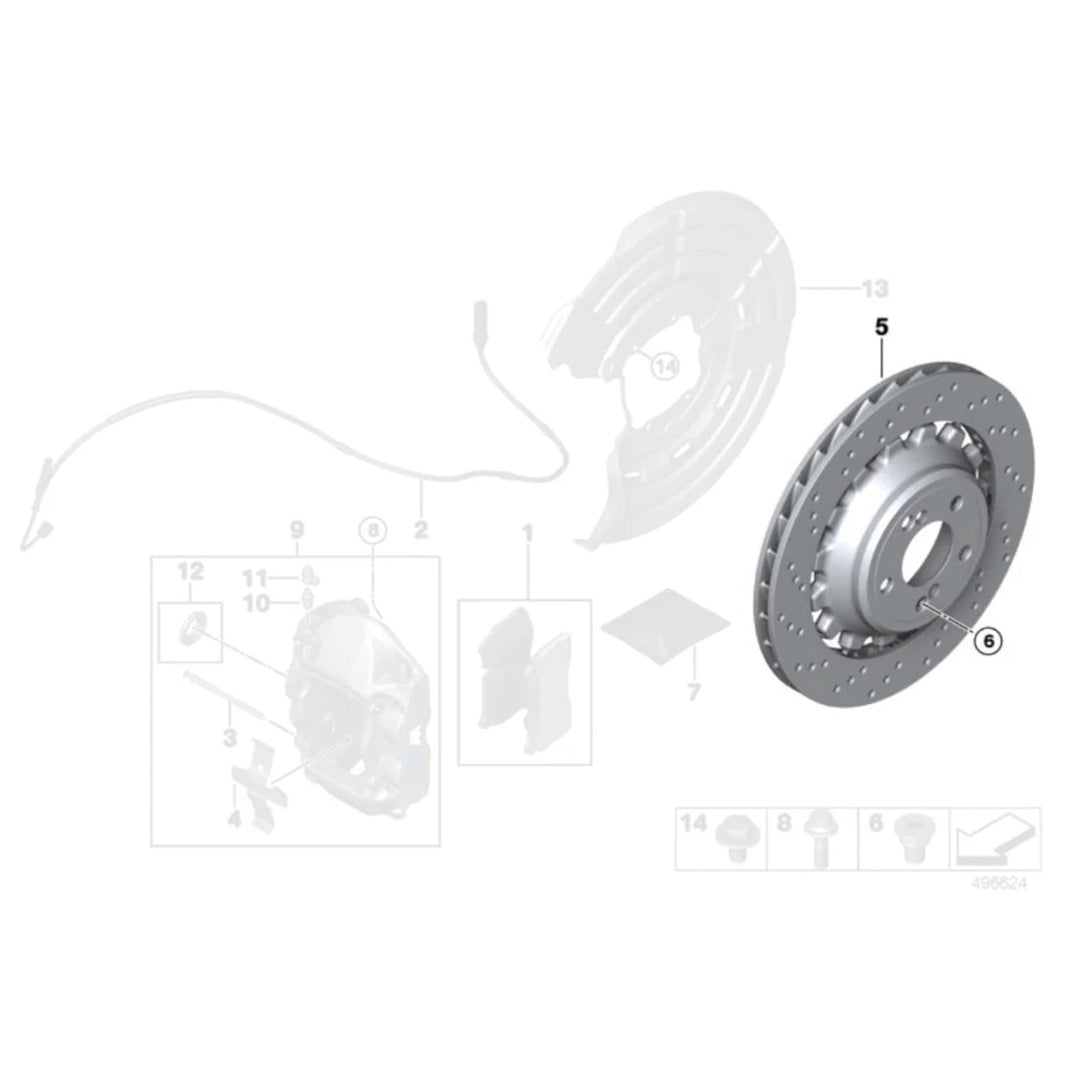 Genuine BMW M Performance 380mm Rear Brake Discs/Rotors Pair For BMW F87 M2 Competition