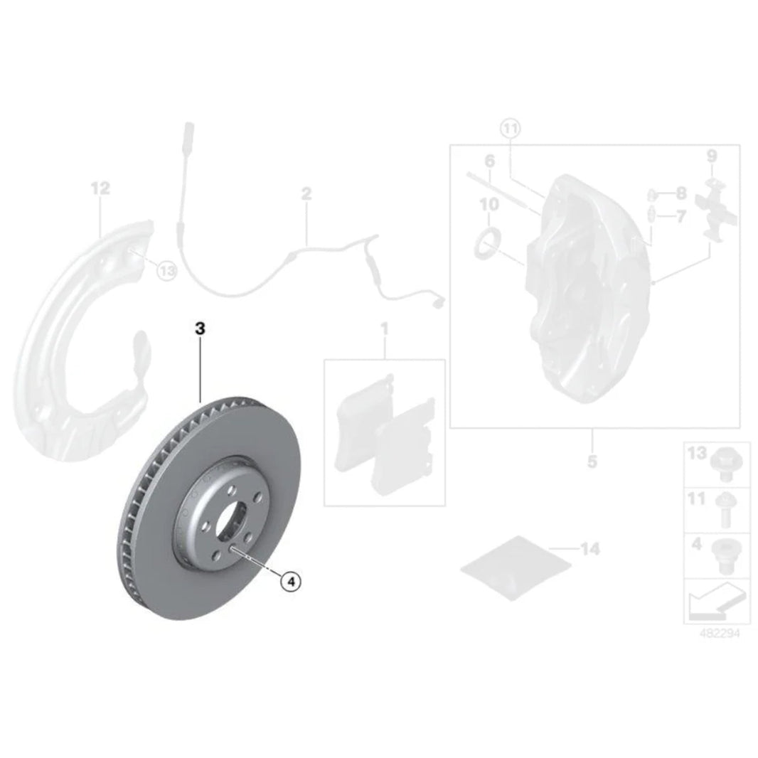 Genuine BMW OEM 374mm Front Brake Discs/Rotors Pair For G20 M340i, G22 M440i, G42 M240i & G29 Z4 Roadster