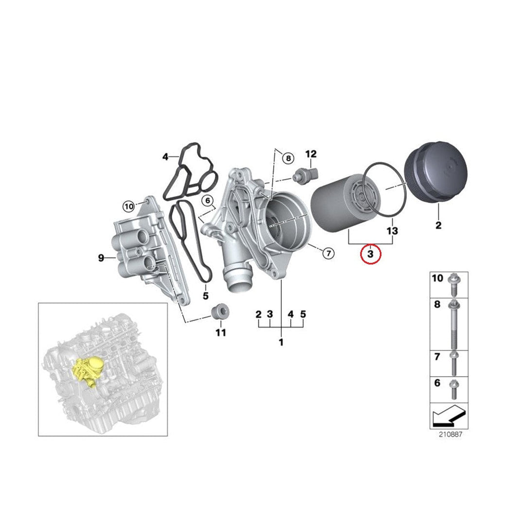 Genuine BMW N55 Oil Filter (M135i, M235i, M2 F87) 11427953129