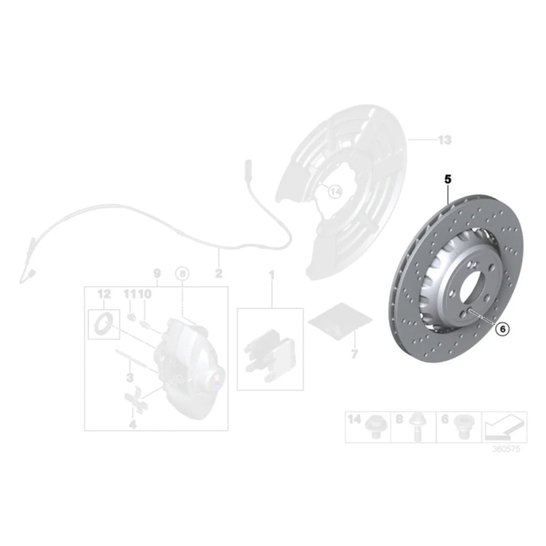 Genuine BMW OEM F8X 370mm Rear Brake Discs/Rotors Pair (F80 M3, F82/F83 M4 & F87 M2)