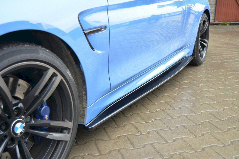 Maxton Side Skirts Diffusers BMW M4 F82/F83 (2014-20) In Gloss Black
