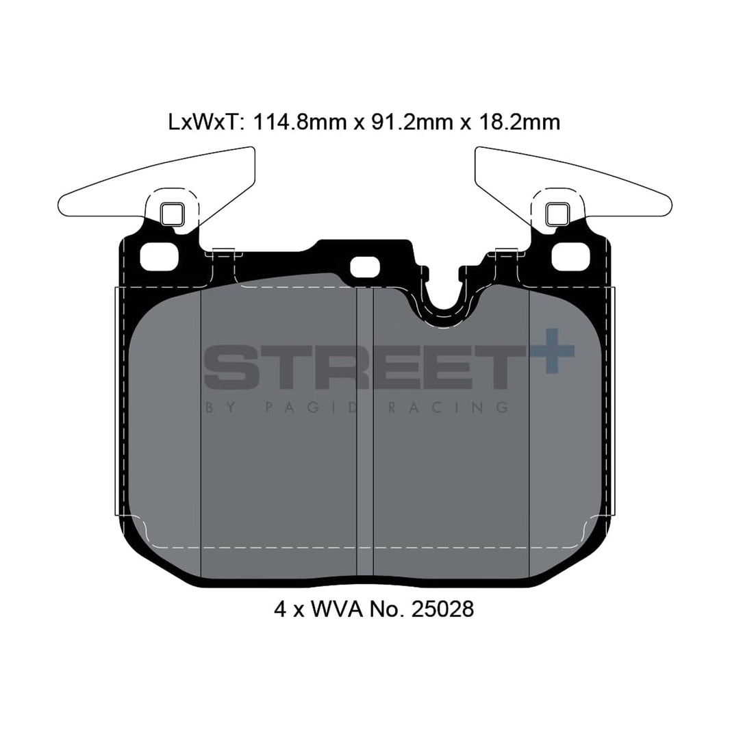 Pagid Street+ Front Brake Pads For BMW F Series M Lites (F20 M140i, F22 M240i, F30 340i & more)