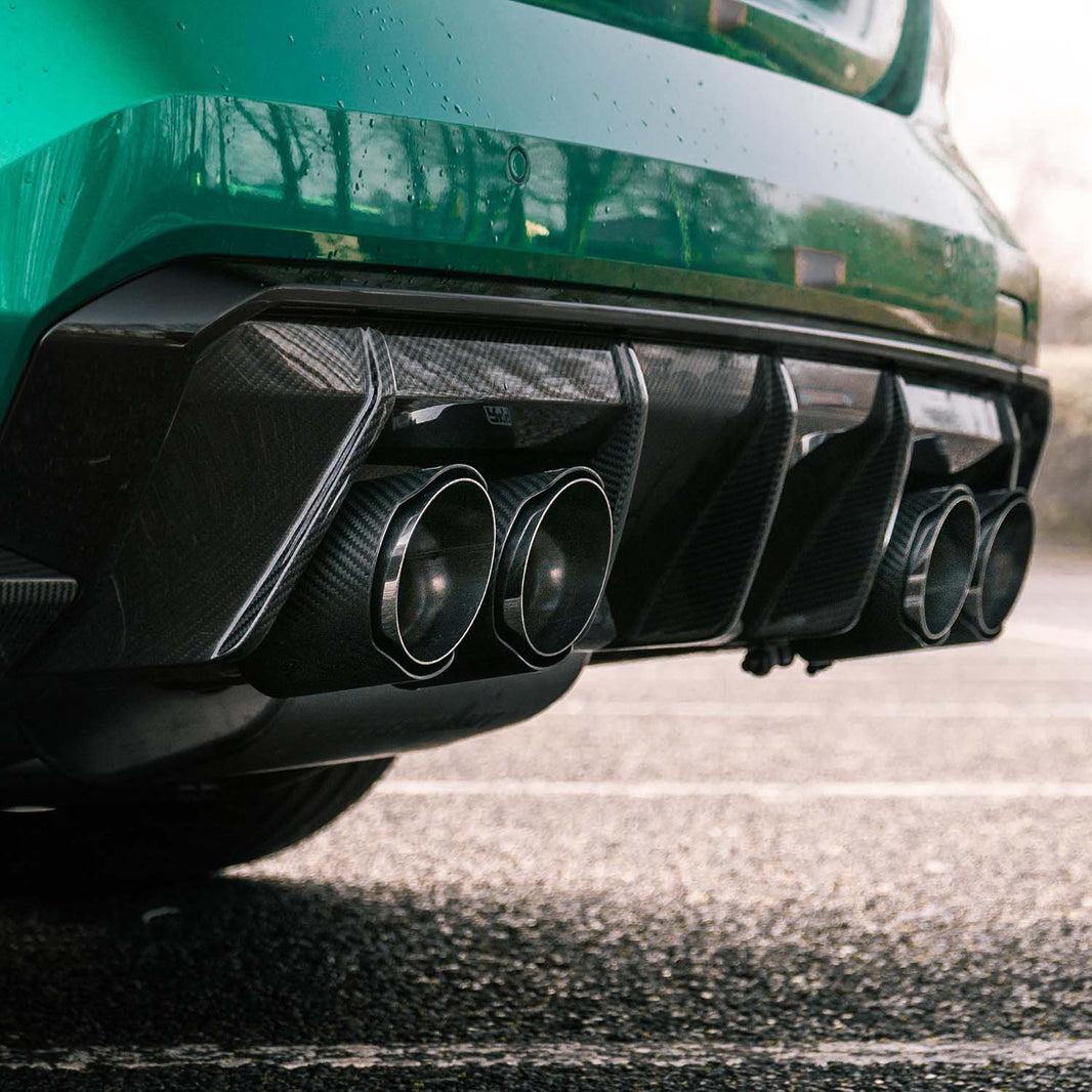 R44 BMW M3/M4 Race Cat Back Exhaust System In Titanium With Carbon Tips (G80/G81/G82/G83)