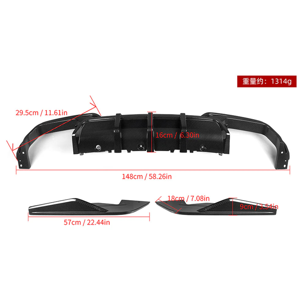 SOOQOO BMW M8 F91 F92 Carbon Fiber Diffuser