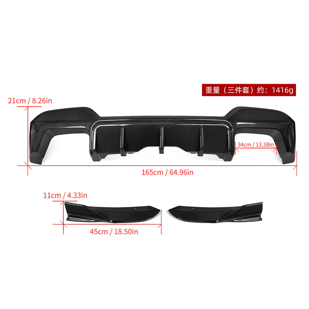 SOOQOO BMW X3M F97 Carbon Fiber Rear Diffuser