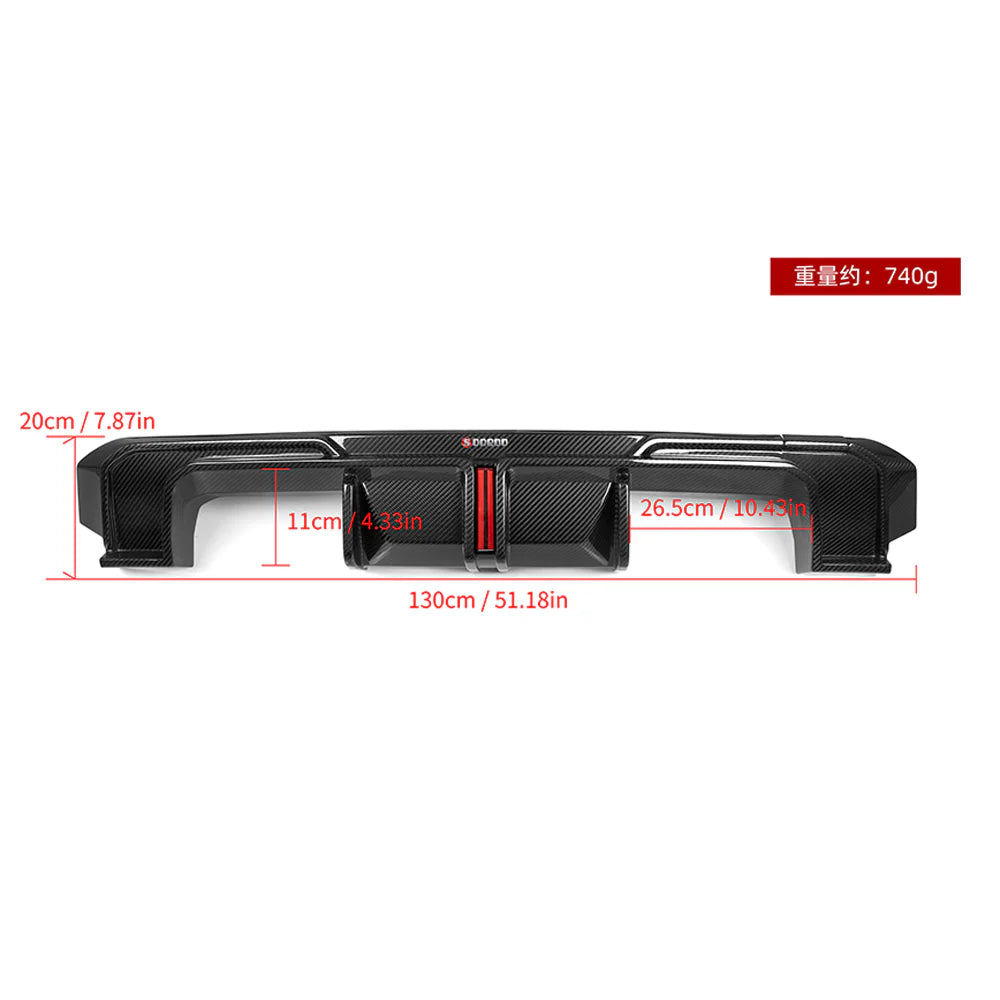 SOOQOO BMW M4 G82 G83 Type-A Prepreg Carbon Fiber Rear Diffuser Set With Brake Light