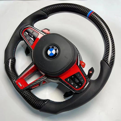 Aftermarket steering wheel fits any BMW with any button configuration, with or without heating and driver assist. BMW LCI CS 840d 840i M850iG14 G15 G16 M5 M8 F90 F91 F92 F93
