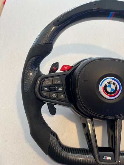(BMW Custom carbon wheel with LED LCI Steering Wheel For BMW G14 G15 G16 F90 F92 F93 840i 840d M850i M8