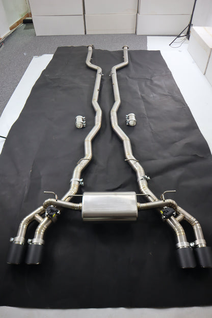 BMW G90 G99 M5 Akrapovic Style exhaust with tips stainless or Titanium