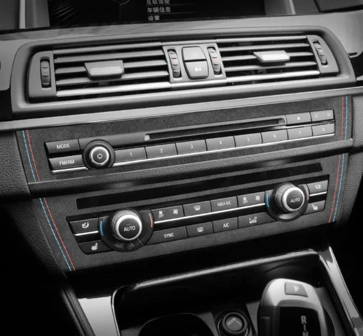 ALCANTARA / CARBON FIBER LEATHER CENTER CONSOLE COVER TRIM FOR F10 / F18 BMW 5 SERIES