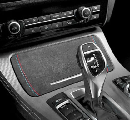 ALCANTARA / CARBON FIBER LEATHER CONSOLE STORAGE COVER TRIM FOR F10 / F18 BMW 5 SERIES
