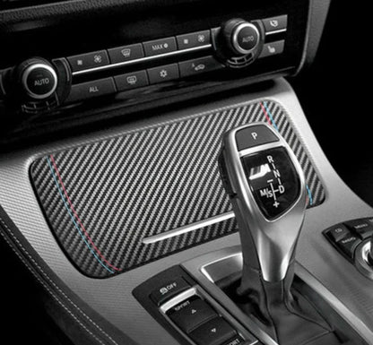 ALCANTARA / CARBON FIBER LEATHER CONSOLE STORAGE COVER TRIM FOR F10 / F18 BMW 5 SERIES