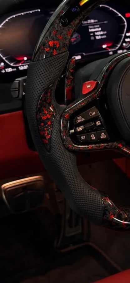 BMW Custom LCI Steering Wheel For BMW G14 G15 G16 F90 F92 F93 840i 840d M850i M8 Red Forged