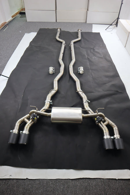 BMW G90 G99 M5 Akrapovic Style exhaust with tips stainless or Titanium