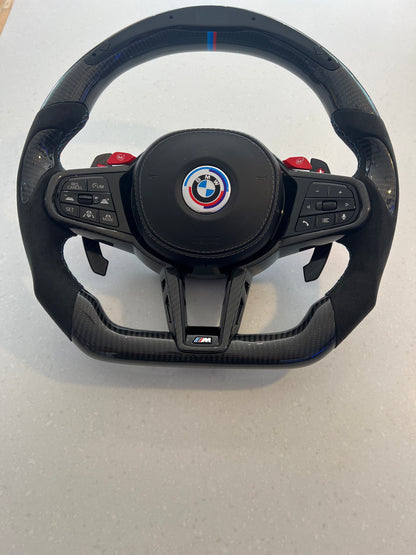 (BMW Custom carbon wheel with LED LCI Steering Wheel For BMW G14 G15 G16 F90 F92 F93 840i 840d M850i M8