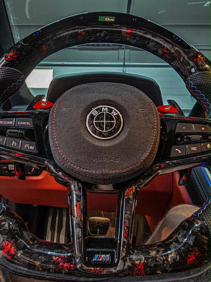 BMW Custom LCI Steering Wheel For BMW G14 G15 G16 F90 F92 F93 840i 840d M850i M8 Red Forged