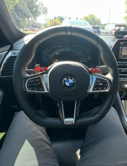 Aftermarket steering wheel fits any BMW with any button configuration, with or without heating and driver assist. BMW LCI CS 840d 840i M850iG14 G15 G16 M5 M8 F90 F91 F92 F93