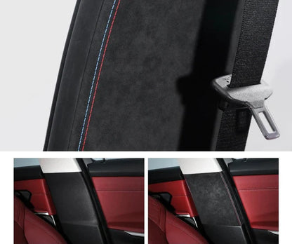 ALCANTARA / CARBON FIBER LEATHER B PILLAR COVER TRIM FOR F10 / F18 BMW 5 SERIES