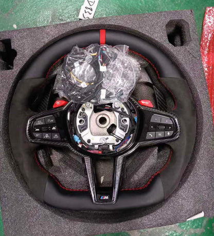 Aftermarket steering wheel fits any BMW with any button configuration, with or without heating and driver assist. BMW LCI CS 840d 840i M850iG14 G15 G16 M5 M8 F90 F91 F92 F93
