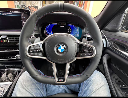 Aftermarket steering wheel fits any BMW with any button configuration, with or without heating and driver assist. BMW LCI CS 840d 840i M850iG14 G15 G16 M5 M8 F90 F91 F92 F93