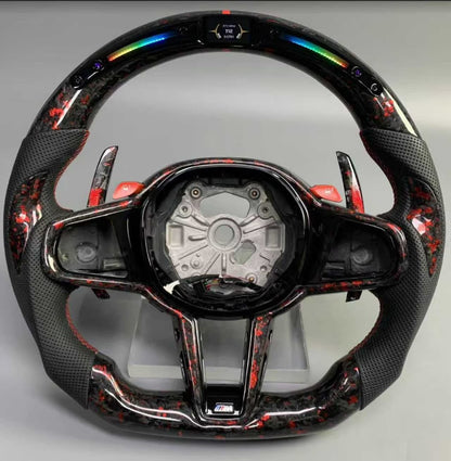 BMW Custom LCI Steering Wheel For BMW G14 G15 G16 F90 F92 F93 840i 840d M850i M8 Red Forged