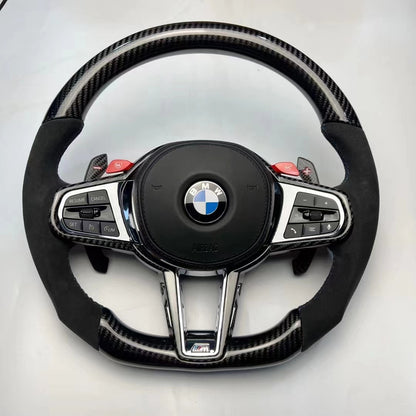 Aftermarket steering wheel fits any BMW with any button configuration, with or without heating and driver assist. BMW LCI CS 840d 840i M850iG14 G15 G16 M5 M8 F90 F91 F92 F93