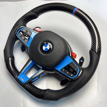 Aftermarket steering wheel fits any BMW with any button configuration, with or without heating and driver assist. BMW LCI CS 840d 840i M850iG14 G15 G16 M5 M8 F90 F91 F92 F93