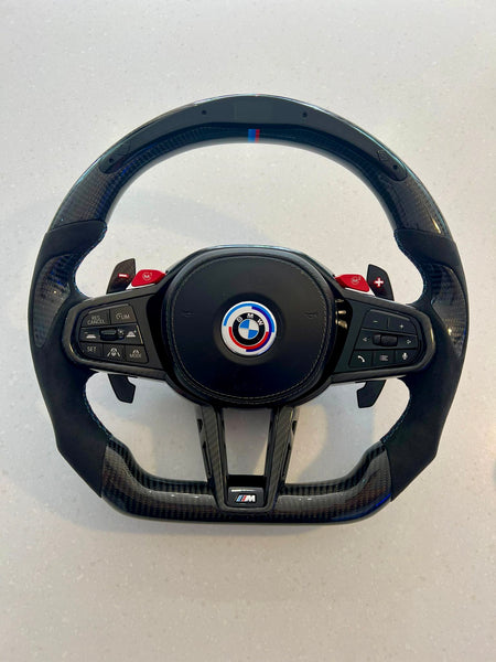(BMW Custom carbon wheel with LED LCI Steering Wheel For BMW G14 G15 G16 F90 F92 F93 840i 840d M850i M8