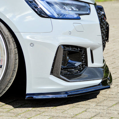 Audi RS4 B9 Avant Aggressive Front Splitter In Gloss Black