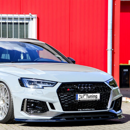 Audi RS4 B9 Avant Aggressive Front Splitter In Gloss Black