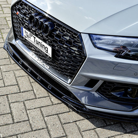 Audi RS4 B9 Avant Aggressive Front Splitter In Gloss Black