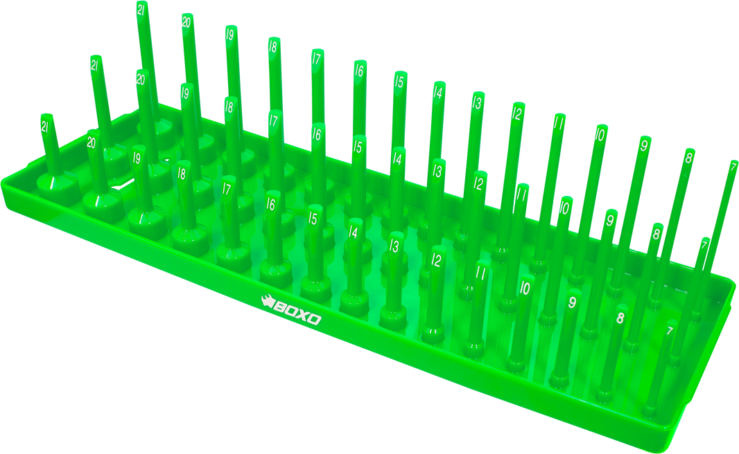 BOXO 45Pc 3/8" 3-Tier Vertical Socket Tray - Green or Red