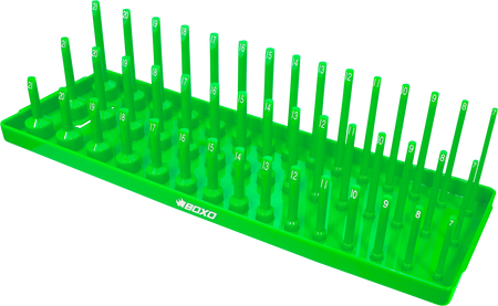 BOXO 45Pc 3/8" 3-Tier Vertical Socket Tray - Green or Red