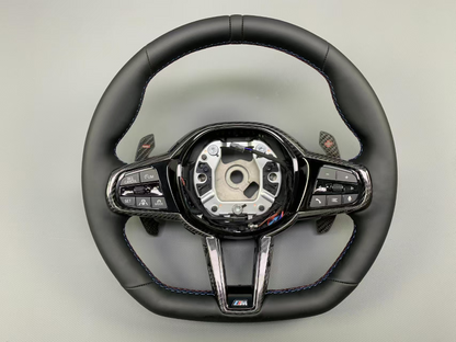 Aftermarket steering wheel fits any BMW with any button configuration, with or without heating and driver assist. BMW LCI CS 840d 840i M850iG14 G15 G16 M5 M8 F90 F91 F92 F93