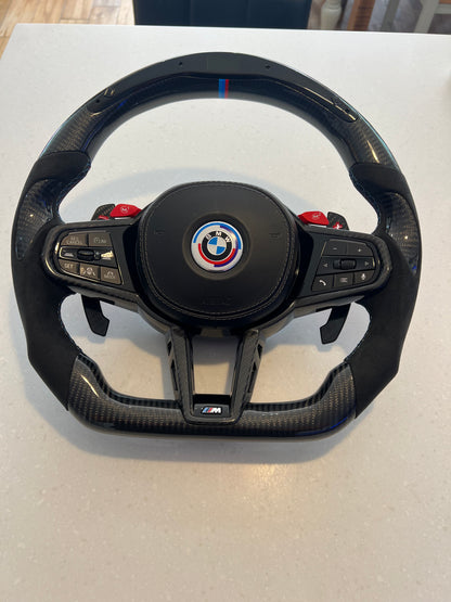 (BMW Custom carbon wheel with LED LCI Steering Wheel For BMW G14 G15 G16 F90 F92 F93 840i 840d M850i M8