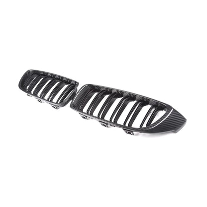 MHC+ BMW M3/M4 Premium Front Grilles In Pre Preg Carbon Fibre & Gloss Black (F80/F82/F83)