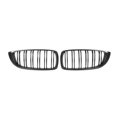 MHC+ BMW M3/M4 Premium Front Grilles In Pre Preg Carbon Fibre & Gloss Black (F80/F82/F83)