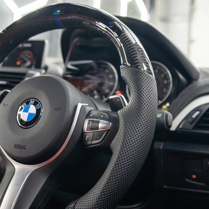 BMW FXX CARBON FIBRE / LEATHER / LED FLAT BOTTOM CUSTOM STEERING WHEEL