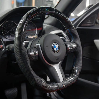 BMW FXX CARBON FIBRE / LEATHER / LED FLAT BOTTOM CUSTOM STEERING WHEEL