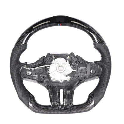 BMW GXX CARBON FIBRE / LEATHER / LED FLAT BOTTOM CUSTOM STEERING WHEEL