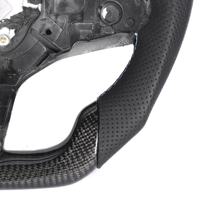 BMW GXX CARBON FIBRE / LEATHER / LED FLAT BOTTOM CUSTOM STEERING WHEEL