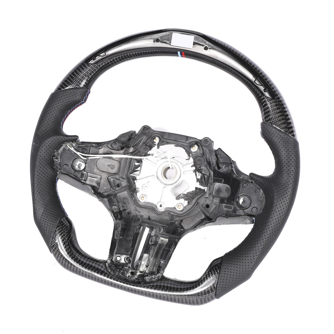 BMW GXX CARBON FIBRE / LEATHER / LED FLAT BOTTOM CUSTOM STEERING WHEEL