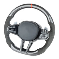 BMW GXX LCI CARBON FIBRE / ALCANTARA FLAT BOTTOM CUSTOM STEERING WHEEL