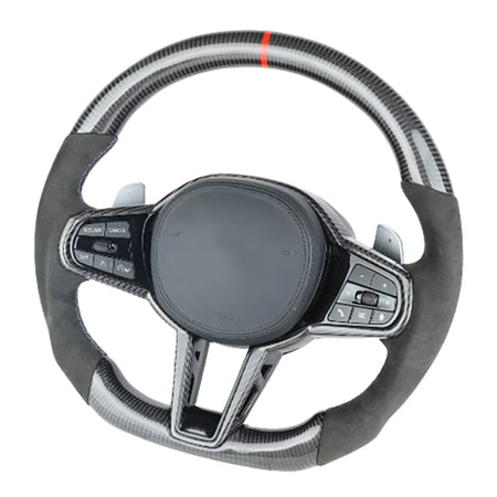 BMW GXX LCI CARBON FIBRE / ALCANTARA FLAT BOTTOM CUSTOM STEERING WHEEL