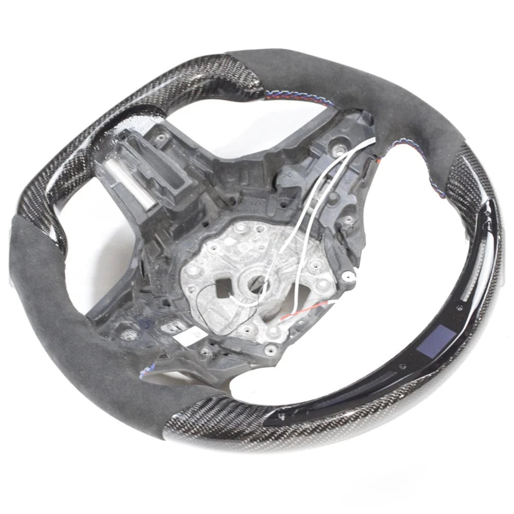 BMW Gxx CARBON FIBRE / ALCANTARA / LED FLAT BOTTOM CUSTOM STEERING WHEEL