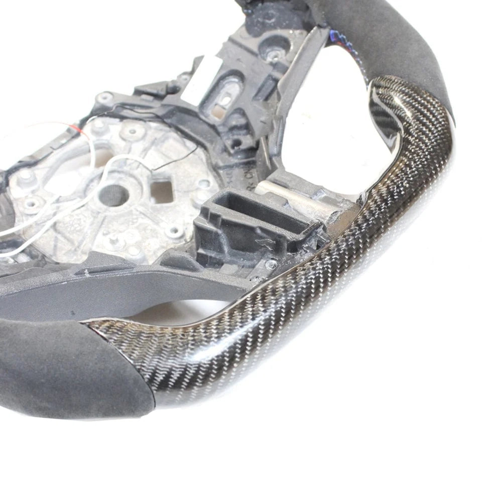 Gxx BMW Gxx CARBON FIBRE / ALCANTARA / LED FLAT BOTTOM CUSTOM STEERING WHE ...