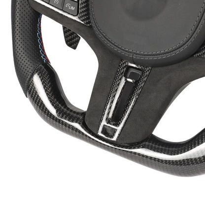 BMW Gxx CARBON FIBRE / LEATHER / FLAT BOTTOM CUSTOM STEERING WHEEL