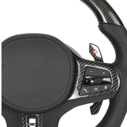 BMW Gxx CARBON FIBRE / LEATHER / FLAT BOTTOM CUSTOM STEERING WHEEL